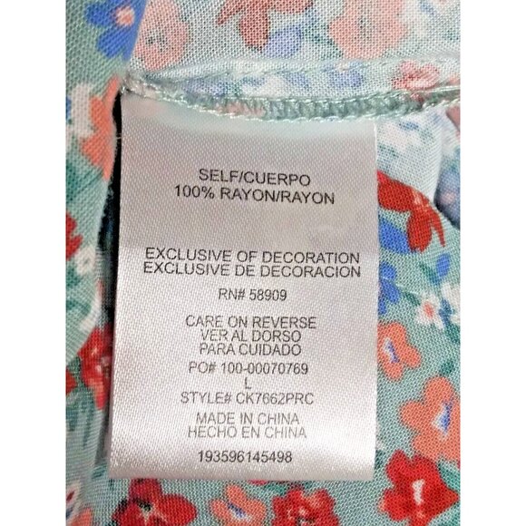 Womens Jumpsuit Floral ditsy dainty Sz S/M/L short sleeve gray orange pink rayon - Picture 7 of 8